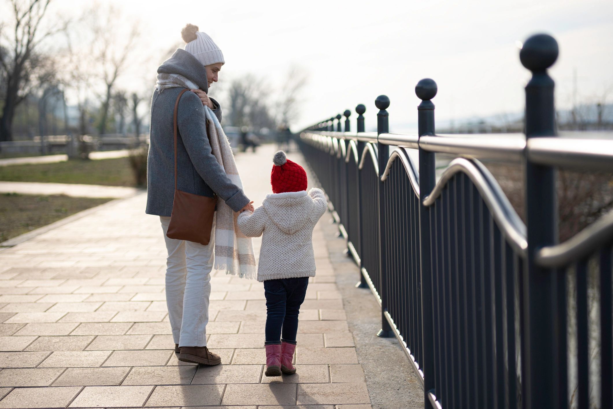 Parent and child enjoying a city outing