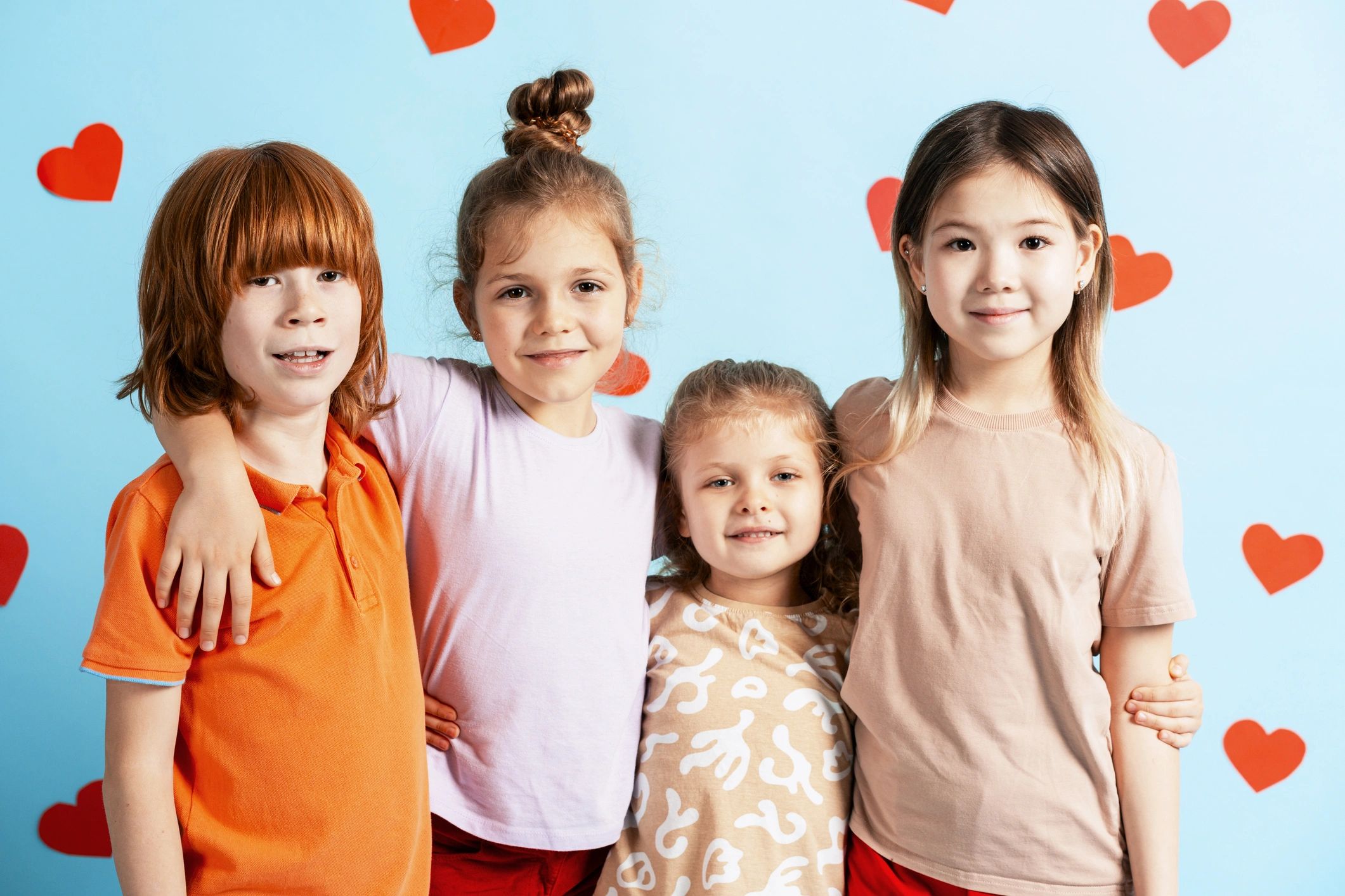 Happy children smiling together